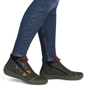 Ghete dama Rieker 72581-54-Verde casual piele ecologica cu talpa joasa verde