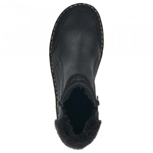 Ghete dama Rieker 73352-00-Negru casual piele ecologica imblanite cu talpa joasa negru