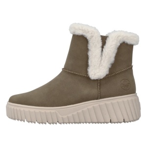 Ghete dama, Rieker, N2560-24-Maro, casual, piele ecologica, imblanite, cu talpa groasa, maro