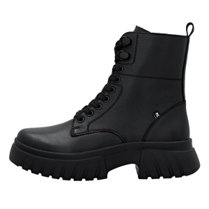 Ghete dama, Rieker, W1870-02-Negru, casual, piele naturala, imblanite, cu talpa groasa, negru
