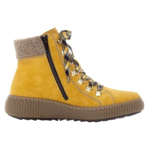 Ghete dama Rieker Z6633-68-Galben casual piele ecologica imblanite cu talpa joasa galben
