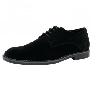 Pantofi barbati Nicolis 201918-Negru elegant piele intoarsa cu toc negru