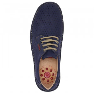 Pantofi barbati Otter OT9554-42-2-Albastru-Inchis casual piele naturala perforati cu talpa joasa albastru inchis