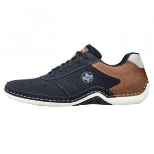 Pantofi barbati, Rieker, 07506-14-Albastru-Inchis, casual, piele ecologica, cu talpa joasa, albastru inchis