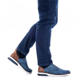 Pantofi barbati Rieker 14450-14-Albastru casual piele ecologica cu talpa joasa albastru