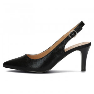 Pantofi dama Filippo DP4499-23-BK-Negru elegant textil cu toc negru