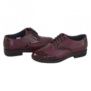 Pantofi dama Nicolis 110706-Bordo casual piele naturala cu toc bordo