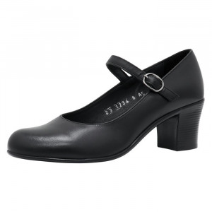 Pantofi dama Nicolis 124346-Negru casual piele naturala cu toc negru