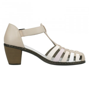 Pantofi dama Rieker 40973-60-Bej casual piele naturala cu toc bej