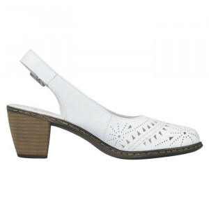 Pantofi dama Rieker 40983-80-Alb casual piele naturala cu toc alb