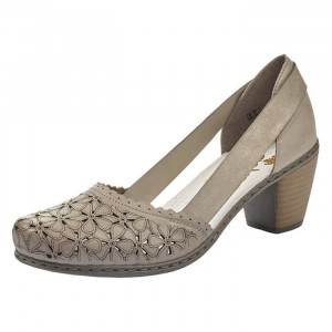 Pantofi dama Rieker 40986-64-Bej casual piele naturala cu toc bej