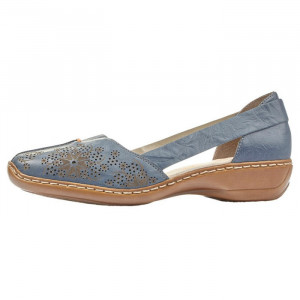 Pantofi dama Rieker 41396-12-Albastru casual piele naturala cu talpa joasa albastru