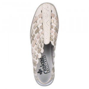 Pantofi dama Rieker 413V8-60-Bej casual piele naturala cu talpa joasa bej