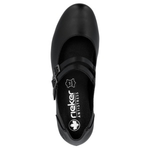 Pantofi dama Rieker 41651-00-Negru casual piele naturala cu toc negru