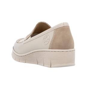 Pantofi dama Rieker 53785-60-Bej casual piele naturala cu talpa joasa bej