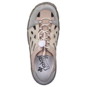 Pantofi dama Rieker L0358-60-Bej casual piele naturala cu talpa joasa bej