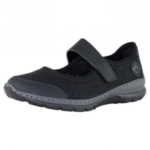 Pantofi dama Rieker L32B5-00-Negru casual piele ecologica cu talpa joasa negru