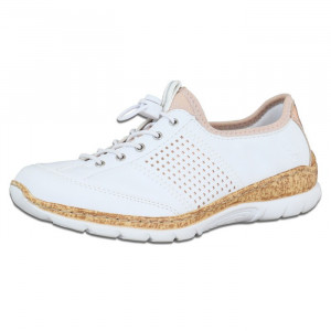 Pantofi dama Rieker N42G8-80-Alb casual piele ecologica cu talpa joasa alb