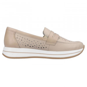 Pantofi dama Rieker N4552-60-Bej casual piele naturala cu platforma bej