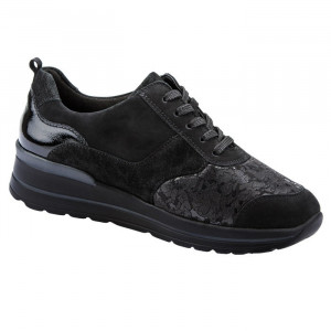 Pantofi dama Waldlaufer 807M01-405-001-M-Sarah-Negru sport piele naturala ortopedici cu talpa joasa negru