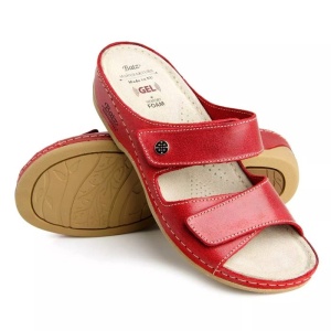 Papuci dama Batz FC06-Rosu casual piele naturala ortopedici cu platforma rosu