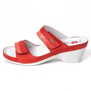 Papuci dama Batz Laura-Rosu casual piele naturala ortopedici cu toc rosu