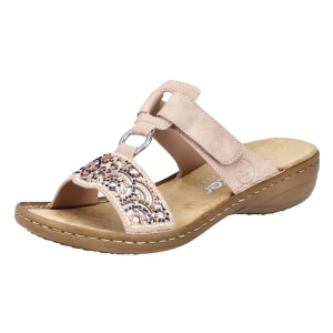Papuci dama Rieker 608K2-31-Roz casual piele ecologica cu talpa joasa roz