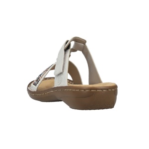 Papuci dama Rieker 608K2-40-Argintiu casual piele ecologica cu talpa joasa argintiu