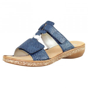 Papuci dama Rieker 628P9-14-Albastru casual piele ecologica cu talpa joasa albastru