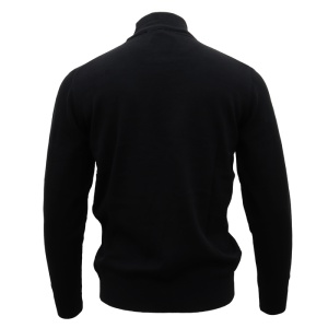 Pulover barbati LN23EWT040-Negru elegant bumbac slim fit cu guler inalt tricotat negru