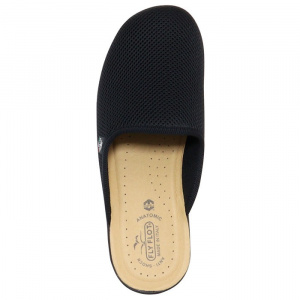 Saboti barbati Fly Flot P7-118-FB-Negru de casa textil ortopedici cu talpa joasa negru