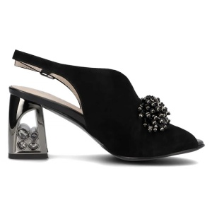 Sandale dama Filippo DS6180-24-BK-SU-Negru elegant piele intoarsa cu toc negru
