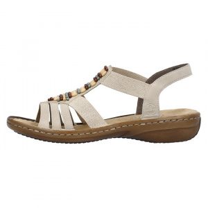 Sandale dama, Rieker, 60851-62-Bej, casual, piele ecologica, cu talpa joasa, bej