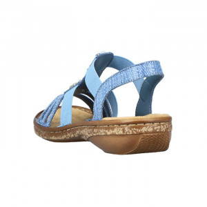 Sandale dama Rieker 62858-12-Albastru-Deschis casual sintetic cu talpa joasa albastru deschis