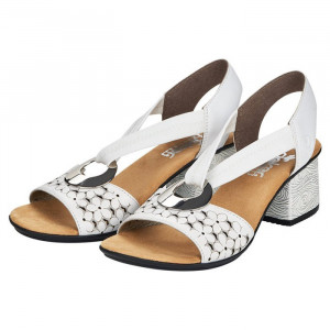 Sandale dama Rieker 64677-80-Alb casual piele naturala cu toc alb