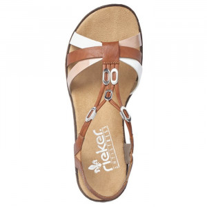Sandale dama Rieker V3657-81-Maro casual piele ecologica cu talpa joasa maro