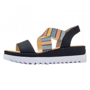 Sandale dama Rieker V44G8-14-Albastru-Inchis casual piele ecologica cu talpa joasa albastru inchis