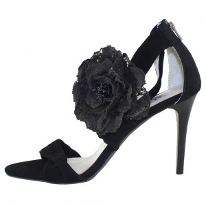 Sandale dama Saccio S0705-252-2-Negru elegant piele intoarsa cu toc negru