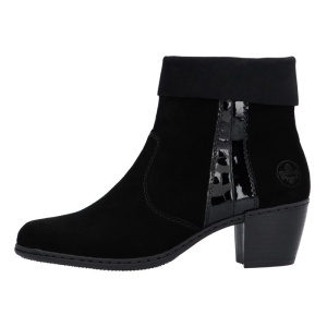 Botine dama, Rieker, Y2152-00-Negru, casual, piele intoarsa, cu toc, negru