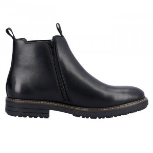 Cizme barbati Rieker 33180-00-Negru elegant piele naturala scurte cu toc negru