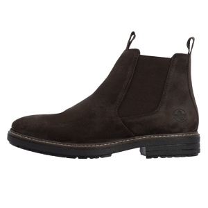 Cizme barbati, Rieker, 33180-28-Maro, casual, piele intoarsa, scurte, imblanite, cu toc, maro