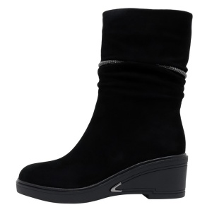 Cizme dama, Epica, JIJI50091-01-I-Negru, elegant, piele intoarsa, scurte, cu platforma, negru