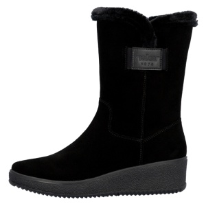 Cizme dama, Rieker, Y4456-00-Negru, casual, piele intoarsa, scurte, imblanite, cu talpa groasa, negru