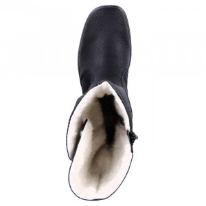 Cizme dama Rieker Z7072-00-Negru casual piele ecologica impermeabil lungi cu talpa joasa negru