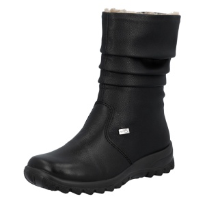 Cizme dama Rieker Z7171-02-Negru casual piele ecologica impermeabil scurte cu talpa joasa negru
