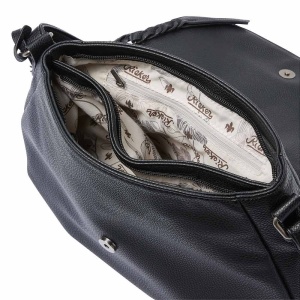Geanta dama Rieker H1117-00-Negru de umar crossbody piele ecologica casual cu accesorii metalice negru