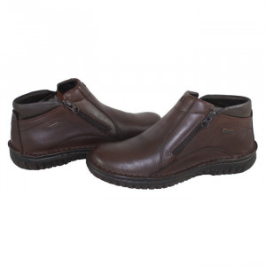 Ghete barbati, Krisbut, 6335-6-3-Maro, casual, piele naturala, imblanite, cu talpa joasa, maro