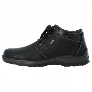 Ghete barbati, Rieker, 05305-00-Negru, casual, piele naturala, impermeabil, imblanite, cu talpa joasa, negru