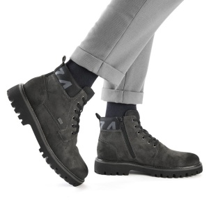 Ghete barbati Rieker 30440-45-Gri casual piele ecologica impermeabil imblanite cu toc gri