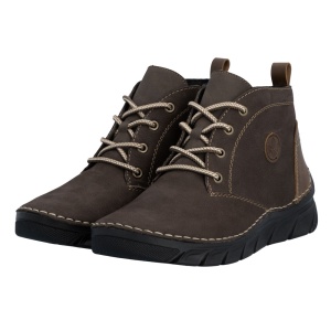 Ghete dama Rieker 55036-25-Maro casual piele naturala imblanite cu talpa joasa maro